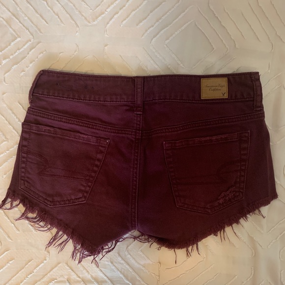 American Eagle maroon jean shorts - Picture 2 of 3